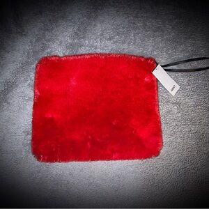 Fuzzy red wristlet purse